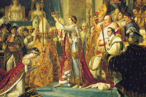 Napoleon infamously snatched the crown out of the Pope's hands and crowned himself emperor, as depicted here in a detail from Jacques-Loius David's "The Coronation of Napoleon."
